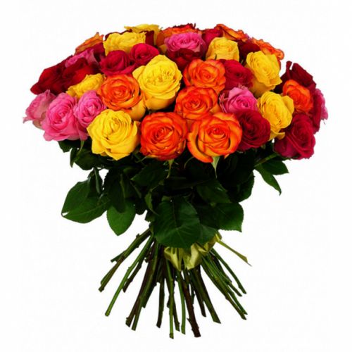 Купить с доставкой 41-ну разноцветную розу в Азовское